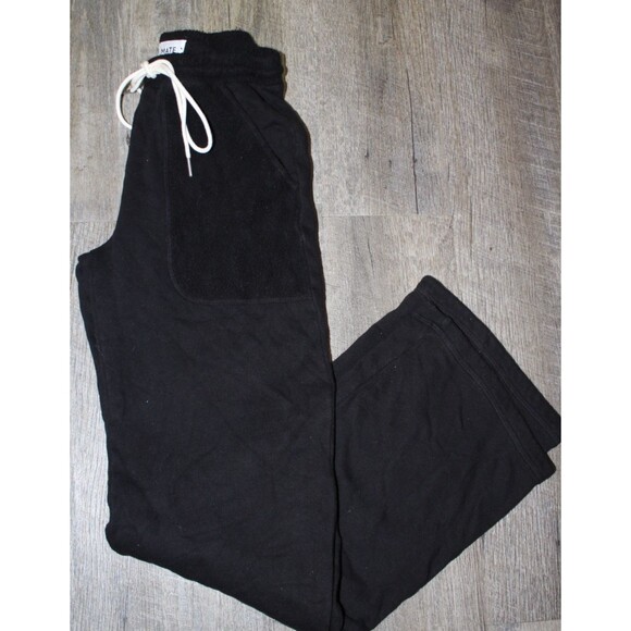 MATE THE LABEL ORGANIC COTTON FLEECE POCKET WIDE LEG SWEATPANTS BLACK SZ XS NWOT - Picture 1 of 4